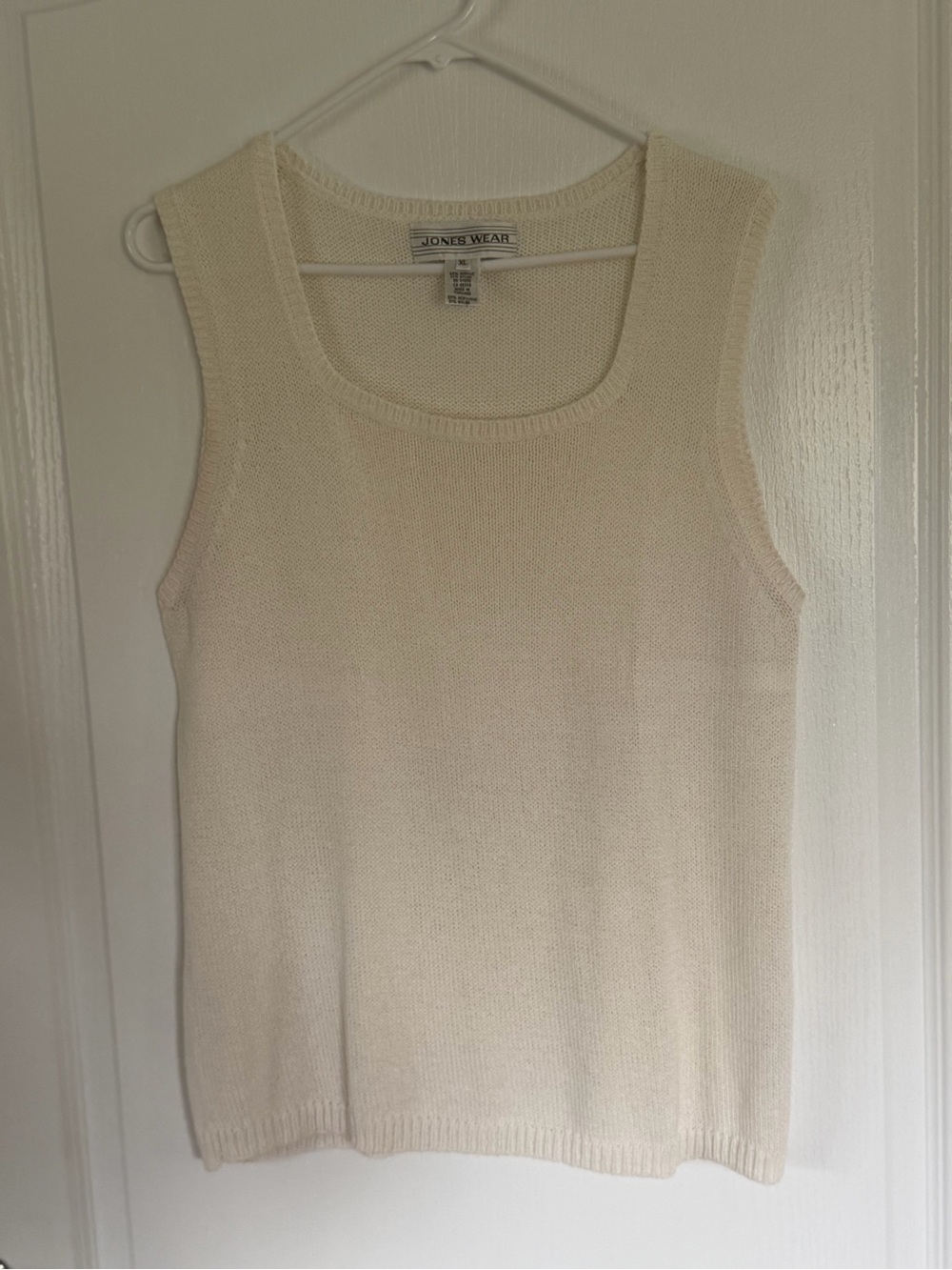 Jones Wear Cream Sweater Knit Tank, sz XL